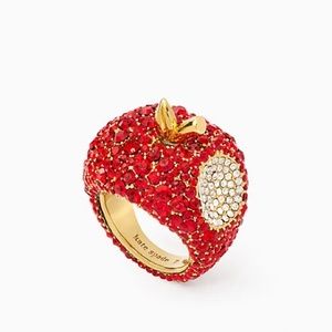 🍎Kate Spade Apple of my Eye Pave Statement Cocktail Ring, Red NWT